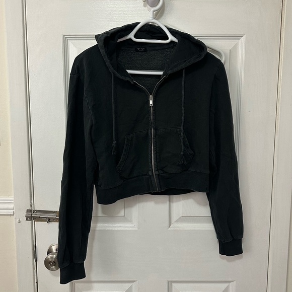 Brandy Melville Crystal Zip Up Cropped Hoodie - Picture 1 of 3